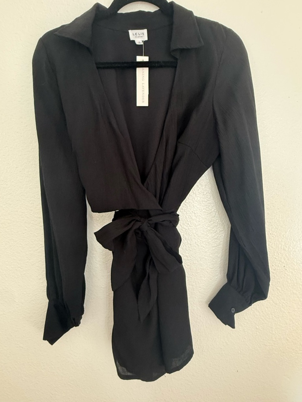 Le Lis Black Wrap Tie Romper